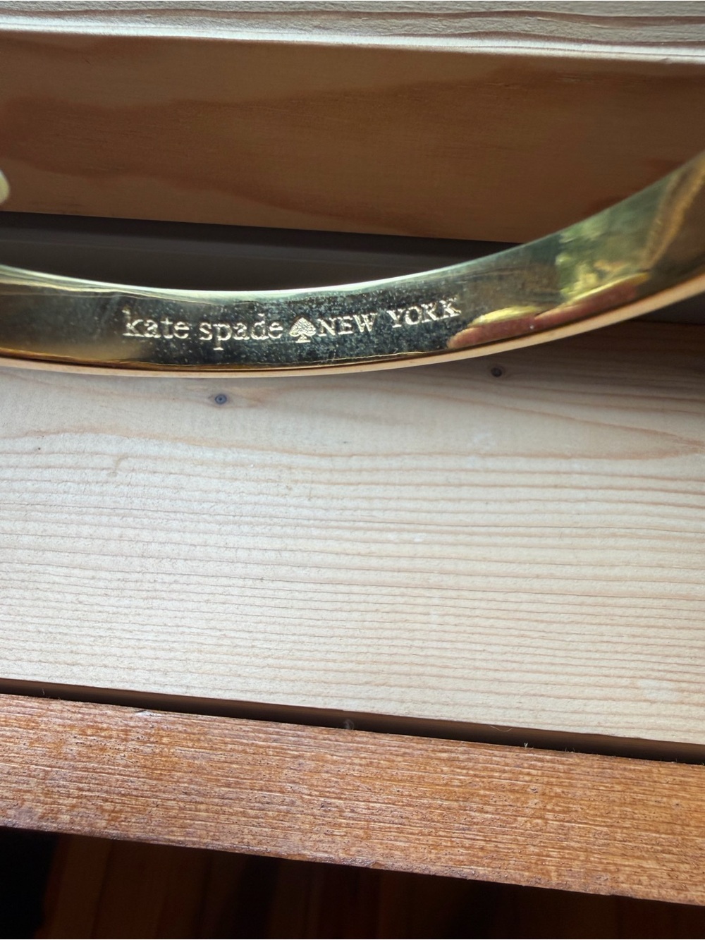 kate spade Navy Enamel Rhinestone Gold Tone Bangle Bracelet Spade Accents - Picture 3 of 5